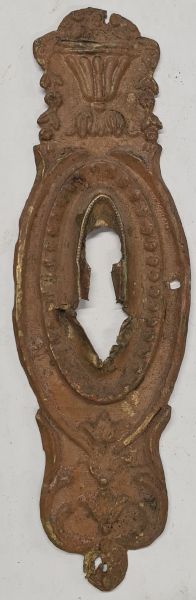 Klassizismus Schild antik, Messing geprägt patiniert, Originalbeschläge, nur noch 1 Stück verfügbar