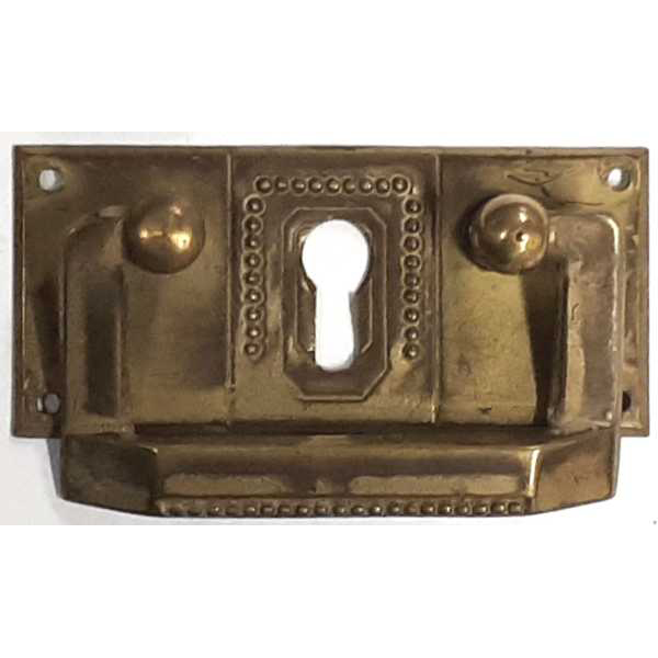 Griff Jugendstil, Messing patiniert, mit Bügel und Kloben, original alter Beschlag