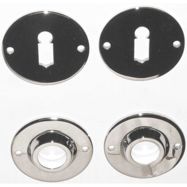 Türrosetten-Set Messing vernickelt für 1 Tür komplett, nur 1 Set verfügbar