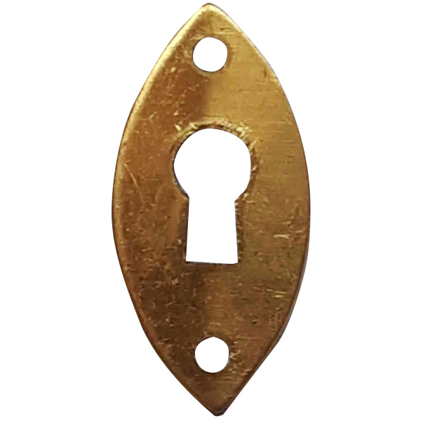 Schlüsselschild, Messing roh, aus Blech gestanzt.