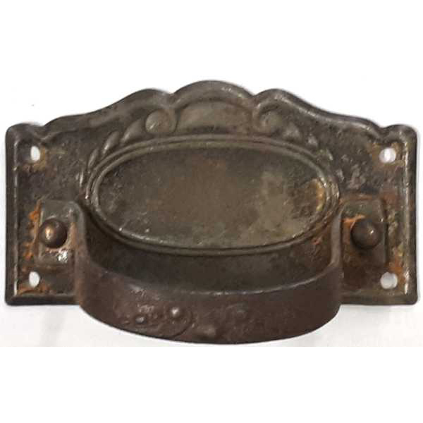 Griff Jugendstil, altvermessingt und angerostet, mit vernietetem Griff, original alter Beschlag, Einzelstück, nur 1 Stück verfügbar