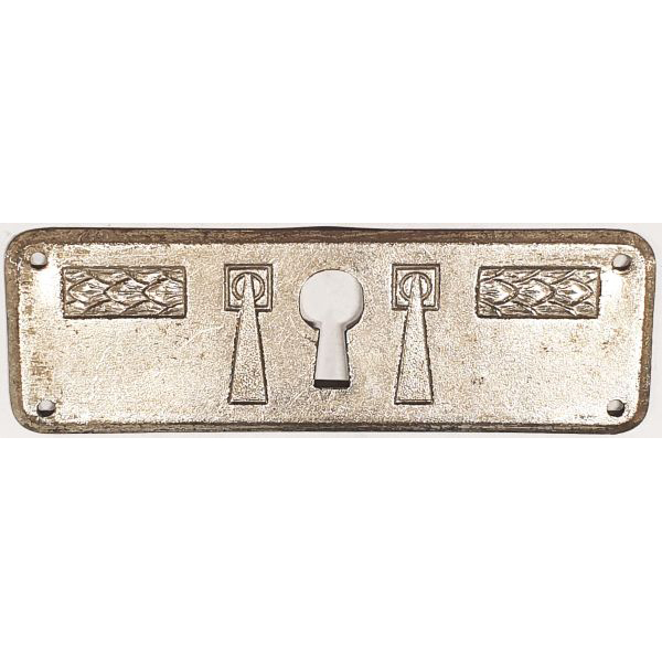 Schlüsselschild, Originalbeschlag, matt vernickelt, aus Blech gestanzt und geprägt, Einzelstück, nur 1 Stück verfügbar