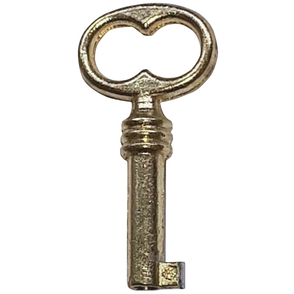Kleiner Schlüssel hell vermessingt, antik, alt, mit geradem Bart, Außendurchmesser 4mm, nur noch 1 Stück verfügbar, Einzelstück