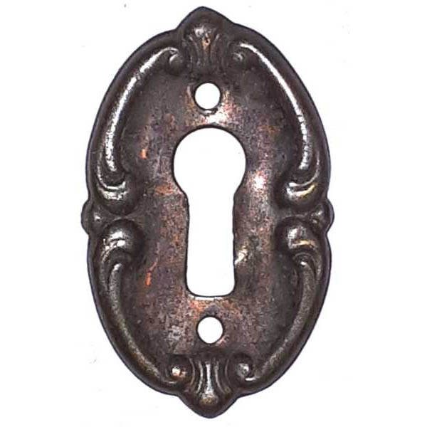Schlüsselschild, Originalbeschlag, Messing patiniert, aus Blech gestanzt und geprägt, Einzelstück, nur 1 Stück verfügbar