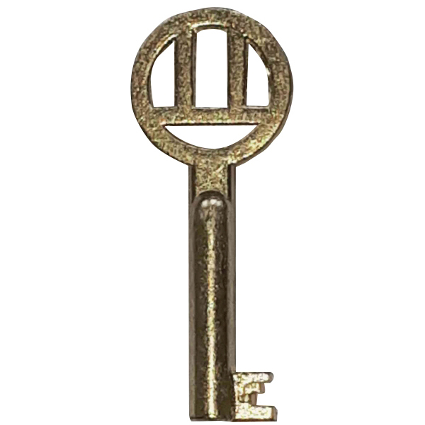 Kleiner Schlüssel hell vermessingt, antik, alt, mit gefrästem Bart