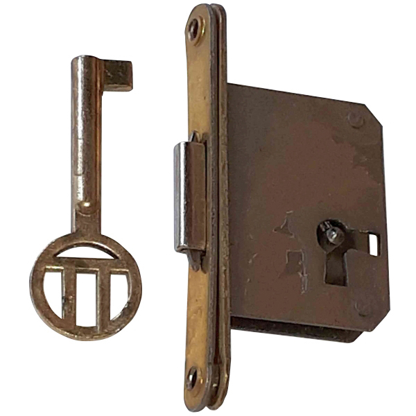 Einsteckschloß, Rollladenschloss mit vernickeltem Schlüssel, Dorn 20mm, rechts