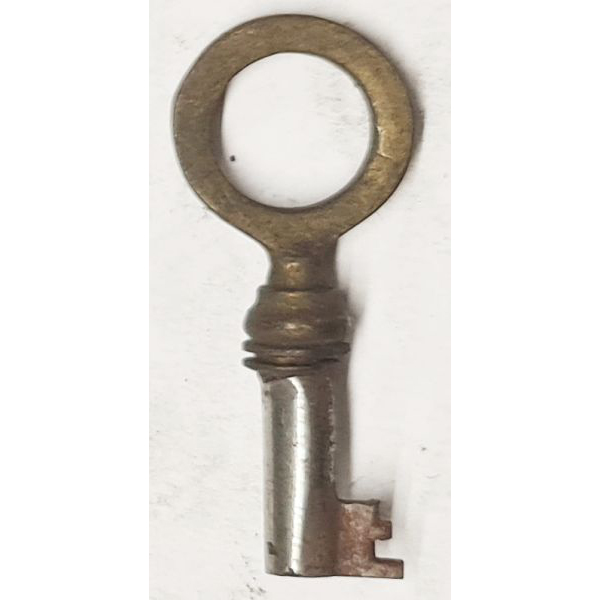 Schlüssel antike alte Form, aus Eisen mit Messingreide mit gefrästem Chubbart für Schließung 5 zierlich, Einzelstück, nur 1 x verfügbar