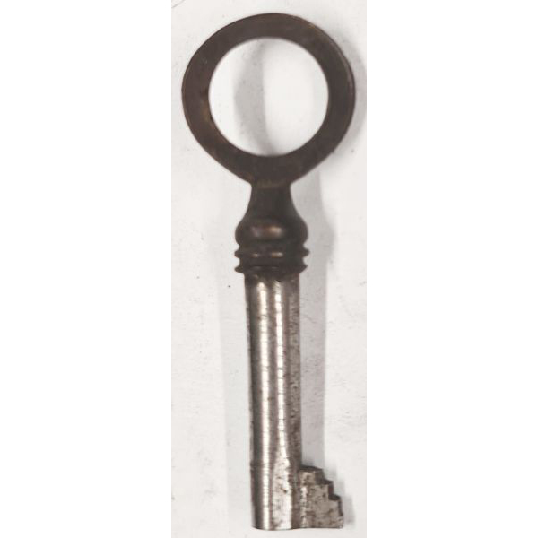 Schlüssel antike alte Form, aus Eisen mit Messingreide mit gefrästem Chubbart für Schließung 6 zierlich, nur 1 x verfügbar