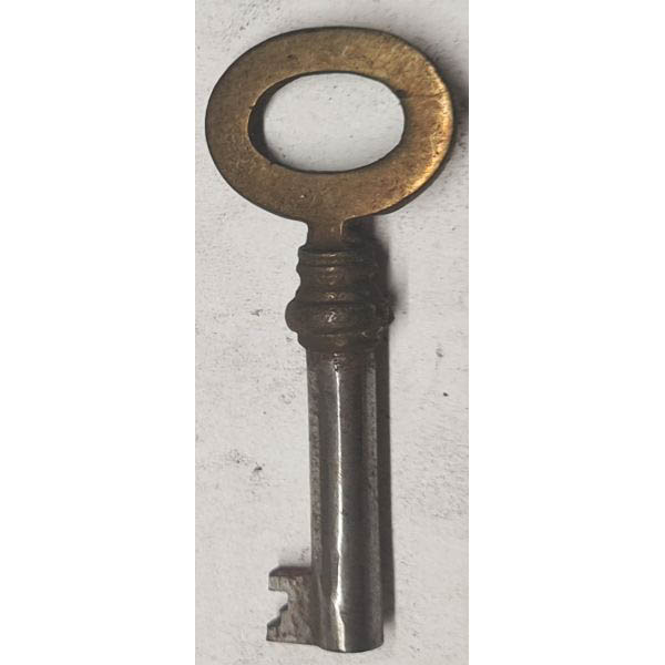 Schlüssel antike alte Form, aus Eisen mit Messingreide mit gefrästem Chubbart für Schließung 1 zierlich, nur noch 1 Stück verfügbar