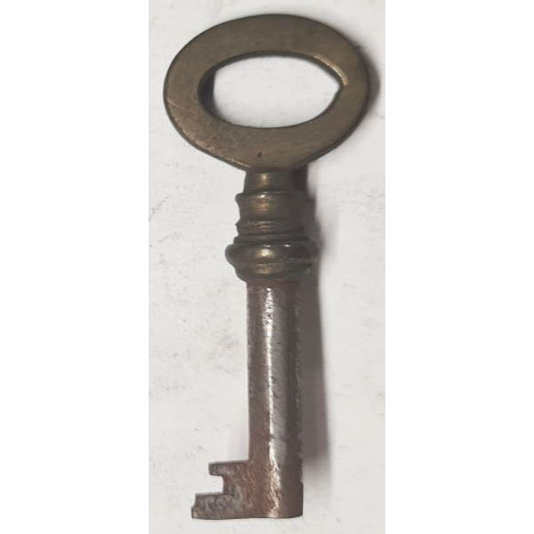 Schlüssel antike alte Form, aus Eisen mit Messingreide mit gefrästem Chubbart für Schließung 3 zierlich, nur noch 2 Stück verfügbar
