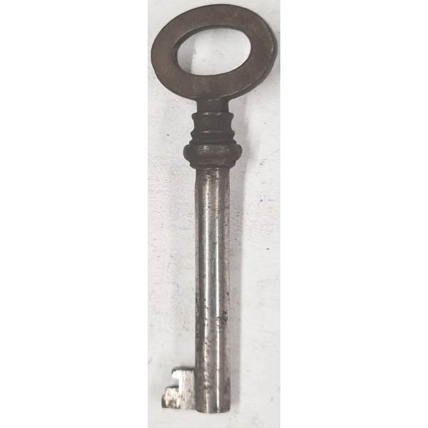 Schlüssel antike alte Form, aus Eisen mit Messingreide mit gefrästem Chubbart für Schließung 3 zierlich, nur noch 1 Stück verfügbar