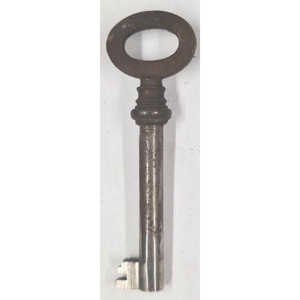 Schlüssel antike alte Form, aus Eisen mit Messingreide mit gefrästem Chubbart für Schließung 4 zierlich, nur noch 2 Stück verfügbar