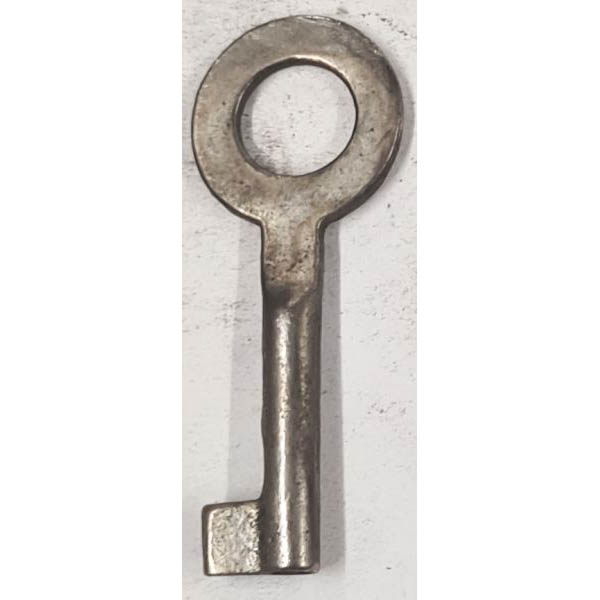 Schlüssel antike alte Form, aus Eisen vernickelt und geradem Bart, kleines Modell