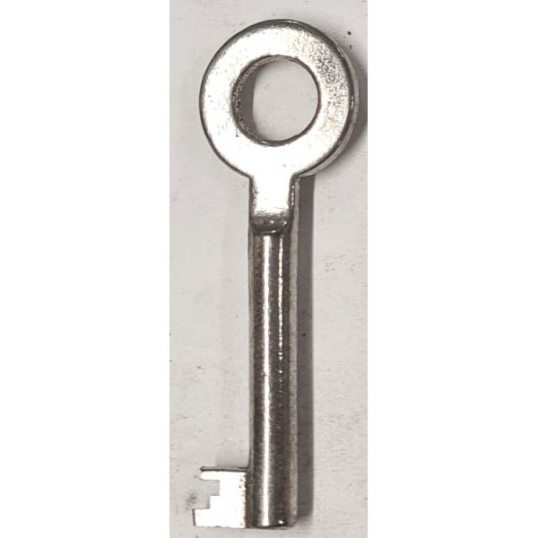 Schlüssel antike alte Form, aus Eisen vernickelt mit gefrästem Chubbart für Schließung 1 zierlich