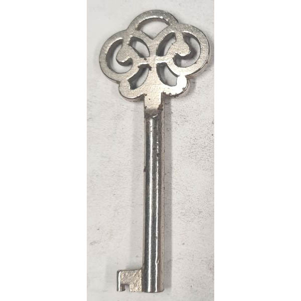 Schlüssel antike alte Form, aus Eisen vernickelt und geradem Bart, kleines Modell, nur 3 Stück verfügbar