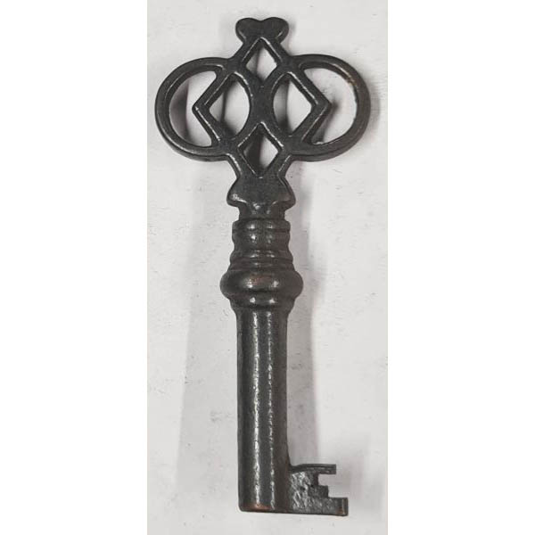 Schlüssel antike alte Form, aus Eisen blank mit gefrästem Chubbart für Schließung 1 niedrig, nur noch 1 Stück verfügbar