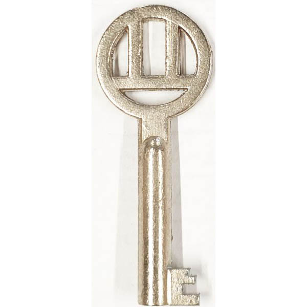 Schlüssel antike alte Form, vernickelt mit gefrästem Chubbart für Schließung 4 zierlich