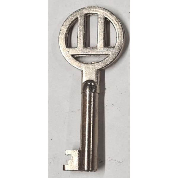 Schlüssel antike alte Form, vernickelt mit gefrästem Chubbart für Schließung 1 zierlich
