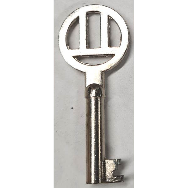 Schlüssel antike alte Form, vernickelt mit gefrästem Chubbart für Schließung 2 zierlich