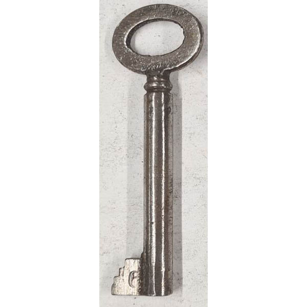 Schlüssel antike alte Form, aus Eisen blank mit gefrästem Chubbart für Schließung 6 hoch, nur noch 1 Stück verfügbar