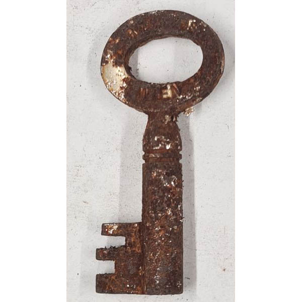 Schlüssel antike alte Form für Vorhängeschloss, aus Eisen gerostet mit gefrästem Bart, nur noch 1 x verfügbar