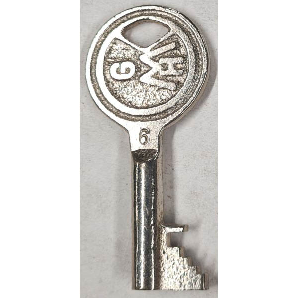 Schlüssel für Tresor, vernickelt mit gefrästem Bart für Schließung 6, nur noch 1 Stück verfügbar