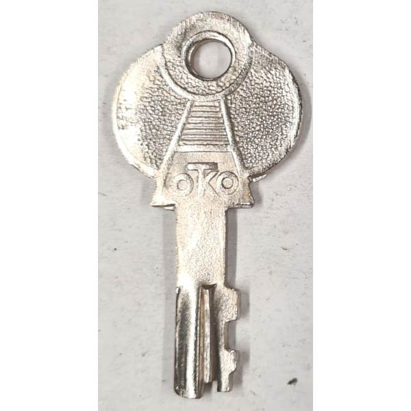 Schlüssel, vernickelt, gestanzter Schlüssel mit Bart für Zuhaltungen, Briefkasten, Koffer o. ä.