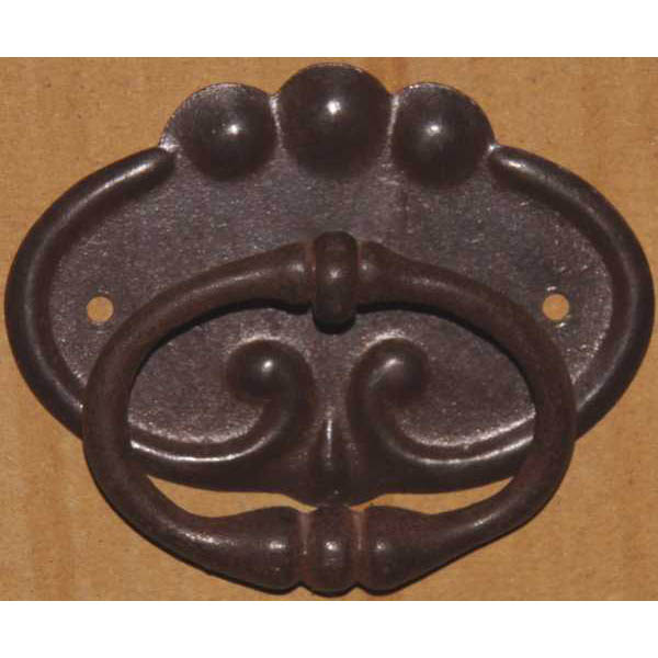Ringgriff mit Rosette, Eisen gerostet und gewachst, Zierbeschläge Möbel