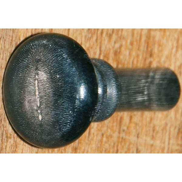 Hornknopf, schwarz mit Flecken, Ø 14mm, antiker Möbelknopf aus Tierhorn