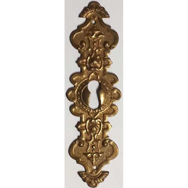 Original altes Gründerzeit Schlüsselschild historisches, Messing sehr fein geprägt, roh, Einzelstück