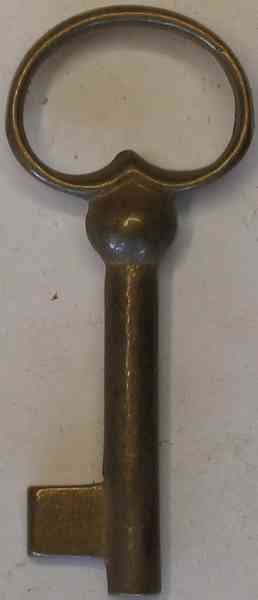 Historischer nostalgischer Schlüssel, Messing patiniert, Bart:9,5x9 mm, Halmdurchmesser: 6,7 mm (L)