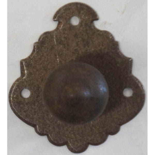 Knopf mit Rosette, Eisen gerostet und gewachst, antiker Möbelknopf