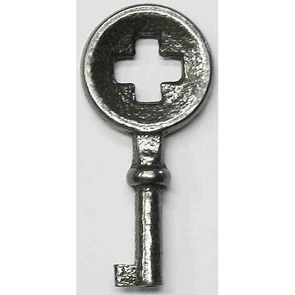 Schlüssel alter, antiker aus Eisen, blank, für Schmuckkästchen, Kleines Schloss, Bart: 3,3x3,2mm, Bohrung: 2,4 mm (L)