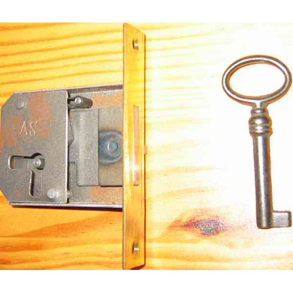 Einsteckschloß, mit Schlüssel, Dornmaß 100mm links