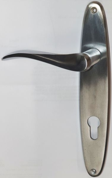 Türschild mit Drücker links zeigend, Aluminium gebürstet, PZ-Lochung 88mm (Österreich), Einzelset, nur 1 x verfügbar