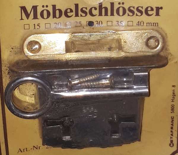 Einsteckschloß, mit Schlüssel, Dorn 30mm, rechts und links verwendbar, Stulpe: 75x12