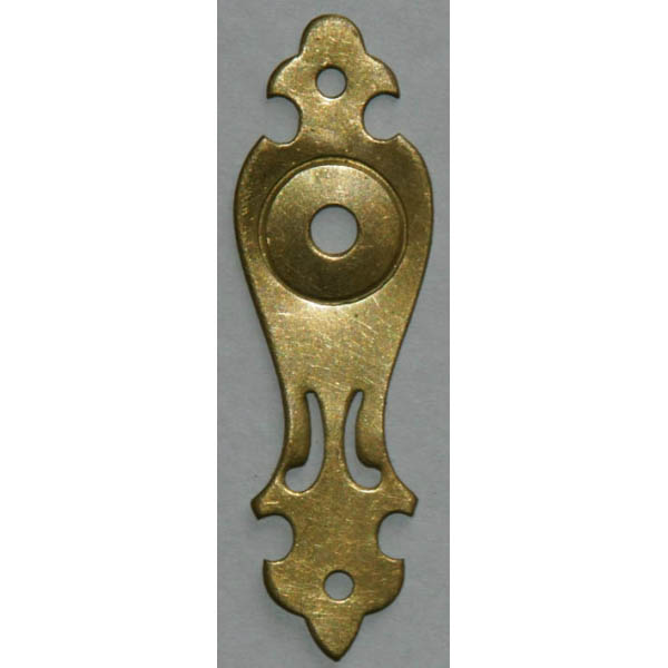 Rosette, Originalbeschlag, Messing patiniert, aus Blech gestanzt und geprägt.