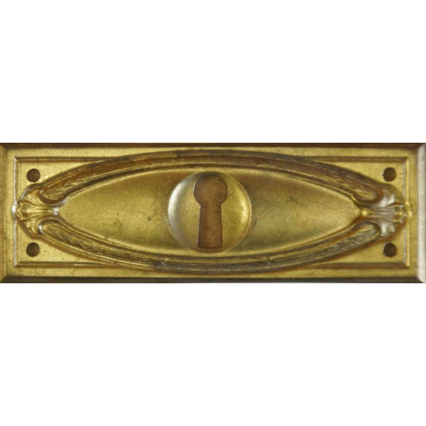 Schlüsselschild, Originalbeschlag, Messing roh, aus Blech gestanzt und geprägt.