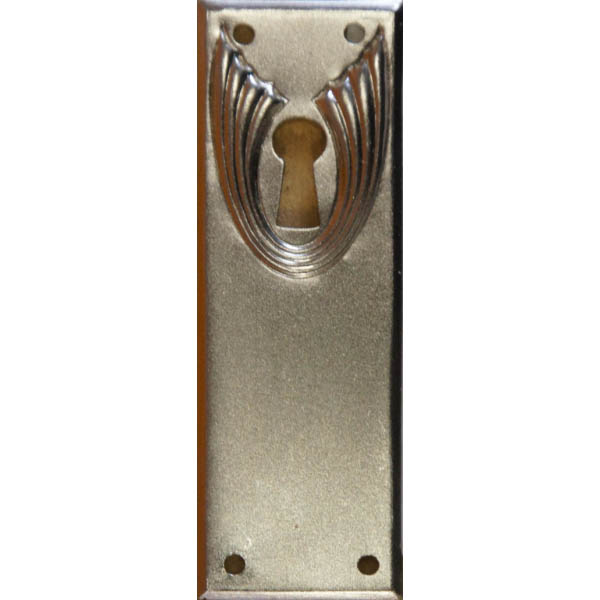 Schlüsselschild, Originalbeschlag, Eisen matt vernickelt, aus Blech gestanzt und geprägt. Nur noch 2 Stück verfügbar.