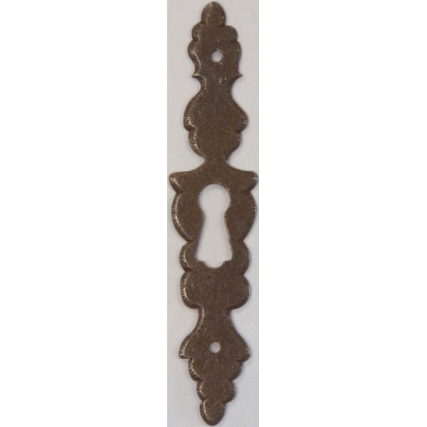 Schlüsselschild, Eisen gerostet und gewachst. Aus Blech gestanzt und geprägt.