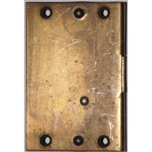 Einlassschloß rechts, altvermessingt, Dorn 20mm, mit Schlüssel aus Eisen