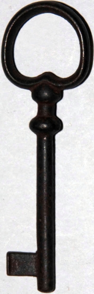 Vitrinenschloss mit Stulpe, Eisen gerostet mit Schlüssel, Dorn 35mm, rechts und links verwendbar, mit Schlüssel. Bild 2