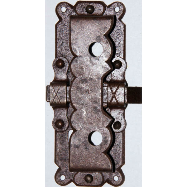 Vitrinenschloss ohne Stulpe, Eisen gerostet mit Schlüssel, Dorn 17mm, rechts und links verwendbar, mit Schlüssel.