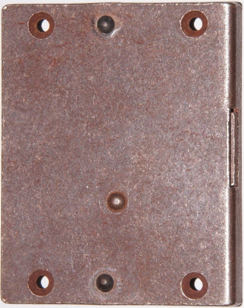 Einlassschloß rechts, Eisen gerostet, Dorn 30mm, mit Schlüssel