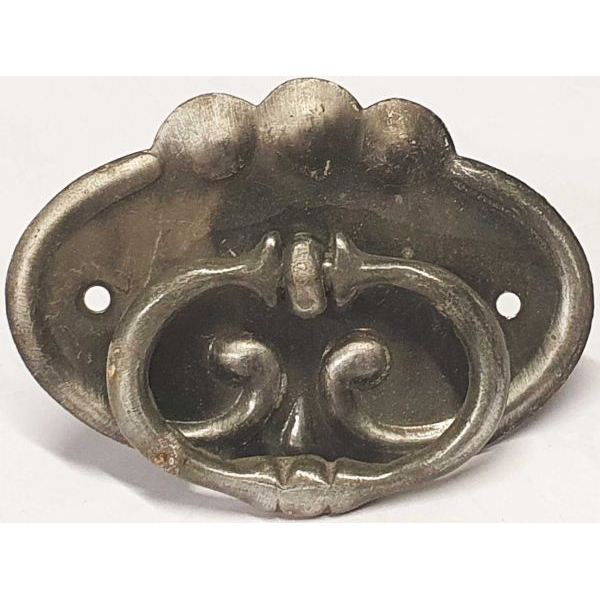 Ringgriff mit Rosette, Eisen grau durchgerieben, Zierbeschläge Möbel