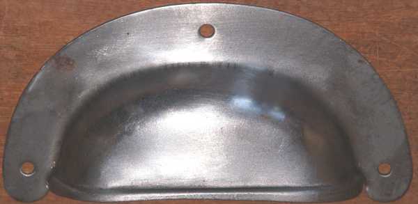 Muschelgriff feststehend Eisen blank, Eisenblech geprägt, unbearbeitete Oberfläche