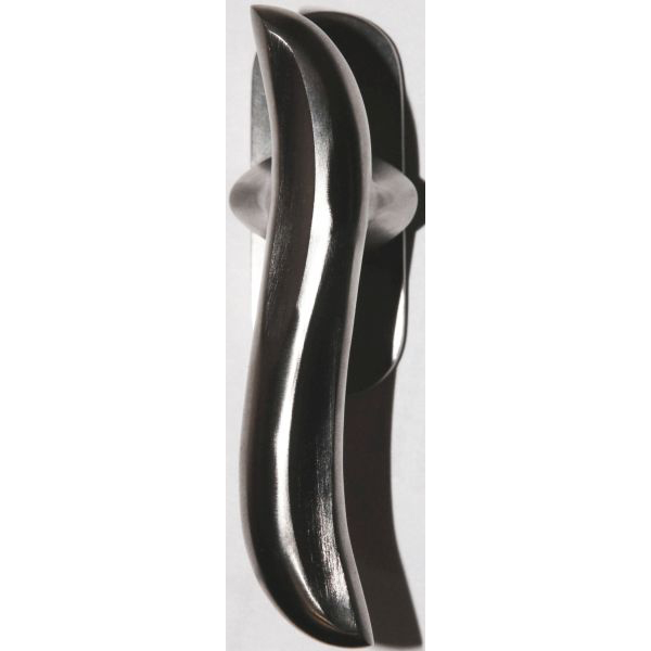 Fenstergriff, Halbolive rustikal antik, Alu matt vernickelt, Jugendstil, Rosette 66x26mm Bild 3