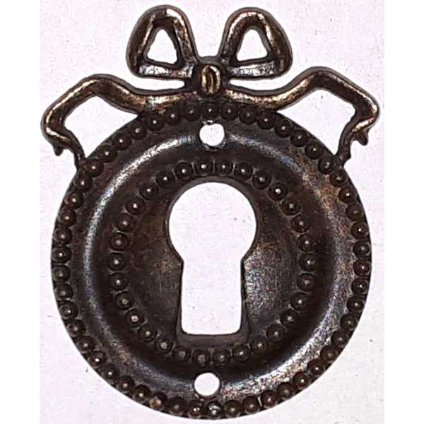 Klassizismus Schlüsselschild alt antik, Messing gegossen patiniert