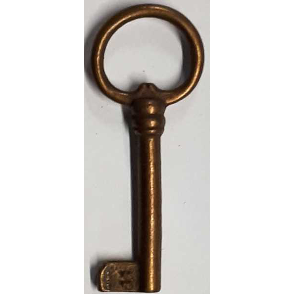 Nostalgischer alter Schlüssel in Messing patiniert, Bohrung: 4mm, Bart: 8x11mm, Außendurchmesser 6mm