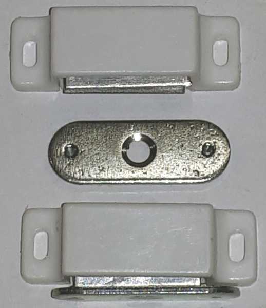 Magnetschnapper Kunststoff weiß mit vernickelter Gegenplatte, Magnetverschluss